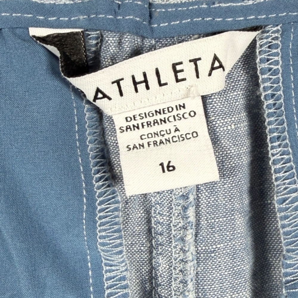 Athleta Cabo Linen Wide Leg Pants Light Blue Chambray Size 16 NWT SP22 - Picture 12 of 16